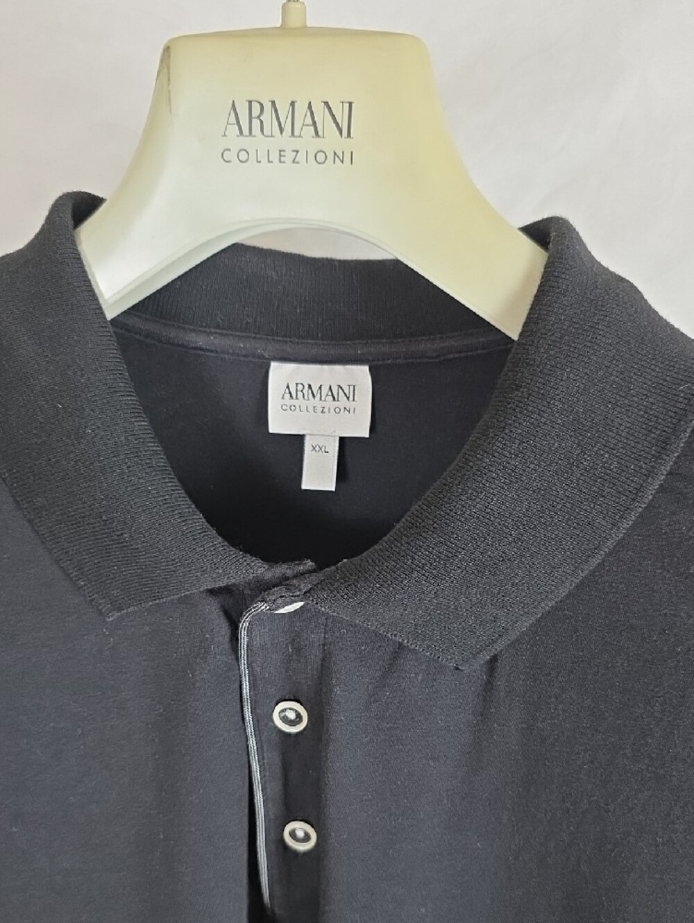 Armani Collezioni XXL Black Polo with Contrast Trim Giorgio Armani Shirt